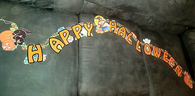 #ad Vintage Beistle Die Cut Happy Halloween Banner Jointed Streamer 6#x27; USA 1989 $22.99