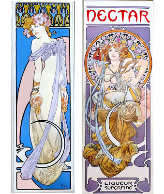 #ad Alphonse Mucha Art Nouveau La Blonde amp; Nectar Vintage Art Prints $39.95
