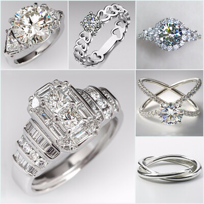 #ad Wedding Jewelry Cubic Zircon Charm 925 Silver Rings Women Gift Sz 6 10 $1.87