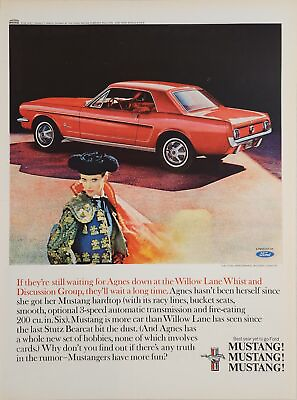 #ad 1965 Print Ad Ford Mustang Hardtop with 3 Speed Automatic Red Car amp; Bucket Seats $21.58