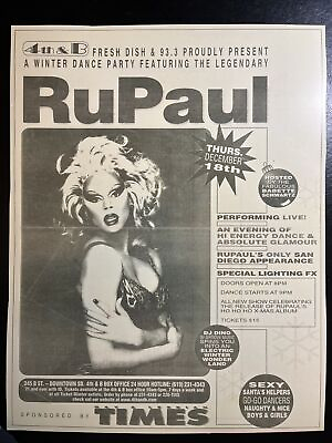 #ad RuPaul 1996 Ho Ho Ho Tour Concert Poster San Diego pre RuPaul#x27;s Drag Race RP $8.95