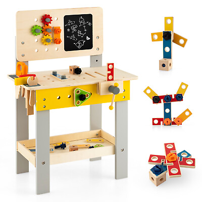 Kids Wooden Tool Bench Workbench Toy Play W Tools Set for Toddlers Ages 3 $74.99