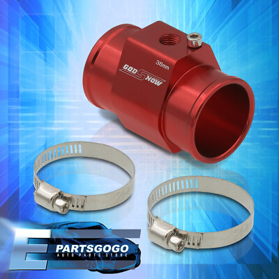 #ad 38mm Radiator Hose Coolant Temperature Sensor Adapter Breather Tank Adapter Red $11.99