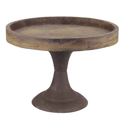 #ad Stonebriar 11.8quot; x 8.6quot; Solid Wood and Metal Decorative Pedestal Tray Brown* $21.99