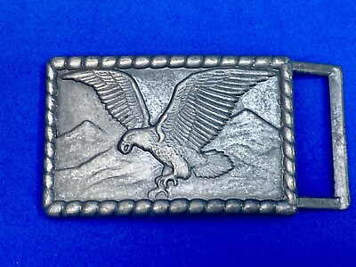 #ad Flying Hunting Eagle Mountain Patriotic Wildlife Themed Vintage Belt Buckle $8.49