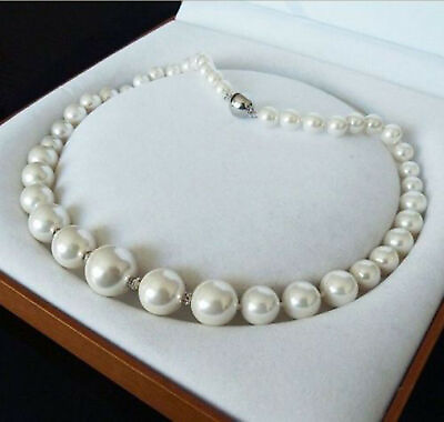#ad Genuine 6 14mm White South Sea Shell Pearl Round Beads Jewelry Necklace 18#x27;#x27; $3.79