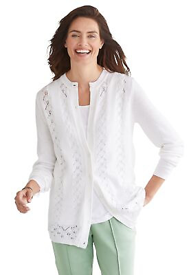 #ad Woman Within Women#x27;s Plus Size Long Sleeve Pointelle Cardigan $33.80