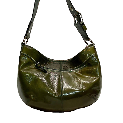 #ad Coach Army Green Patent Leather Soho Shoulder Bag Purse Z19605 Authentic EUC $59.99