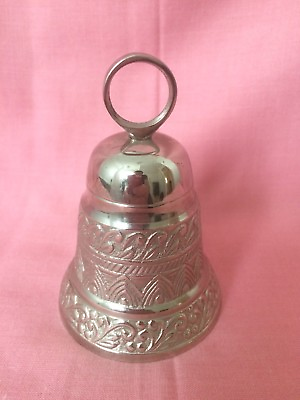 #ad Plated Brass Decorated Ringing Bell With Clapper On Chain Collectable Ornament GBP 11.00