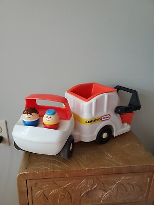 #ad Vintage Little Tikes Toddle Tots Sanitation Garbage Truck w 2 Workers $19.99