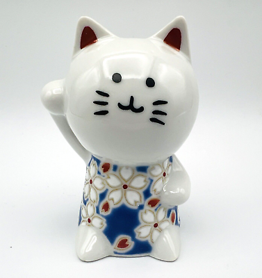 #ad Kutani Ware Maneki Neko Mini Beckoning Lucky Cat 3quot; Seikagama Kiln Made in Japan $28.95