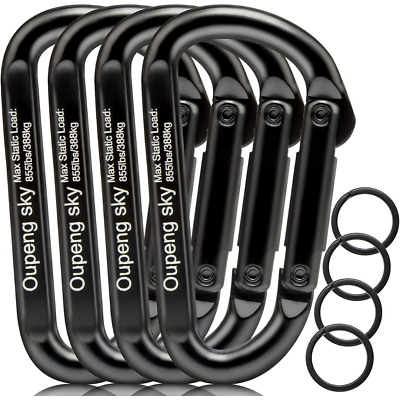 #ad Carabiner ClipCapcty 855lbs 3 Heavy Duty Caribeaners For Camping Hiking4Pack NEW $9.49