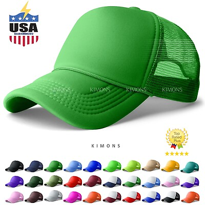 Trucker Hat Foam Mesh Baseball Cap Snapback Adjustable Plain Solid Men Hats Caps #ad $7.95