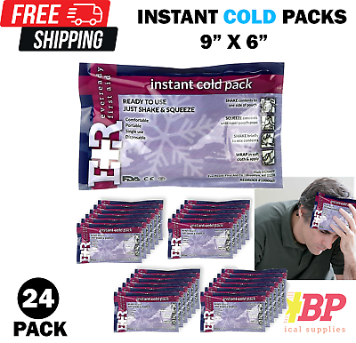 INSTANT COLD COMPRESS ICE PACKS 6quot;X9quot; CASE OF 24 Calcium AMMONIA NITRATE BASED $16.95