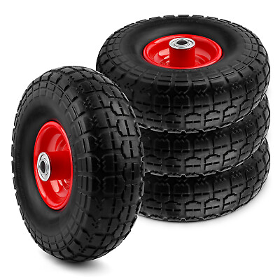 #ad 10quot; Solid Rubber Tire Wheels Flat Free Tires 4.10 3 Truck Trolley $19.98