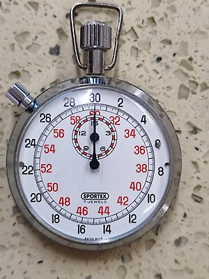 #ad Vintage Sportex 7 Jewels Swiss Made Manual Wind Mens Stopwatch two button Works $59.89