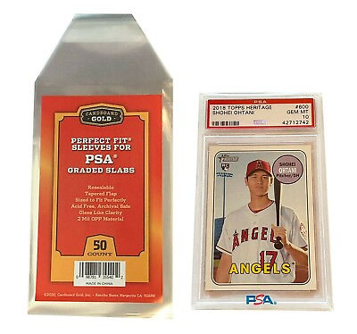 #ad Cardboard Gold Perfect Fit Graded Card PSA Sleeves with PSA Logo Pack of 50 CBG $3.91