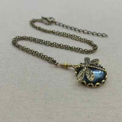 #ad Vintage Charm Necklace Round Cut Synthetic Gems Dragonfly Shaped Pendant Fashion $13.98