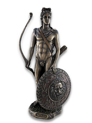 #ad Roman Greek God Apollo with Shield and Bow Bronzed Statue $89.99