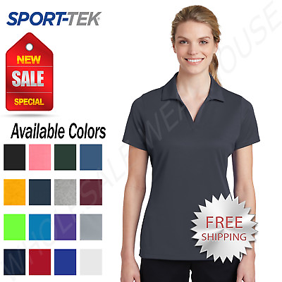Sport Tek Womens 100% Polyester Dri Fit Performance Polo Golf Shirt M LST640 $13.18