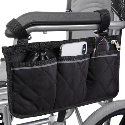 #ad 1 Pc Outdoor Wheelchair Side Pouch Storage Bag Armrest Holder Pocket Organizer $7.95