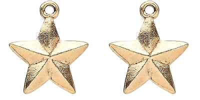 #ad Charm 10 Antiqued Gold Plated Pewter 15x15mm Faceted Double Sided Star Charm $8.96
