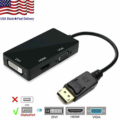 3 In 1 Displayport DP Male To HDMI DVI VGA Female Adapter Converter Cable 1080P $7.88