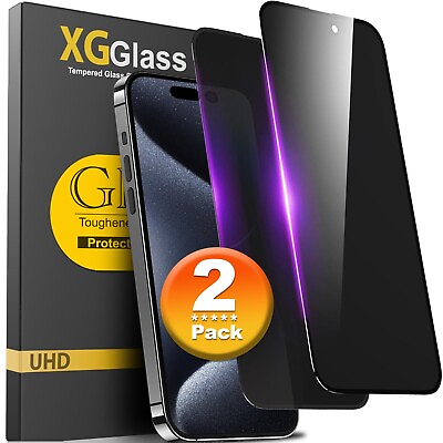 2x iPhone 15 14 13 12 11 Pro Max Privacy AntiSpy Tempered Glass Screen Protector $5.94