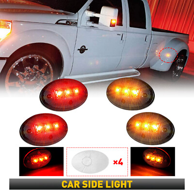 #ad 4x For Ford F350 F450 Super Duty 99 10 Smoked LED Fender Lamp Side Marker Light $13.99