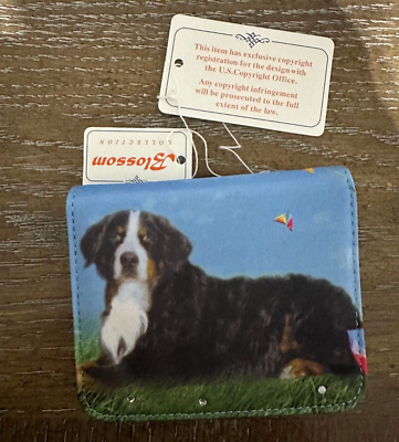 #ad Bernese Mountain Dog Bejeweled Fashion Mini Wallet Blossom Collection Dog Wallet $14.99