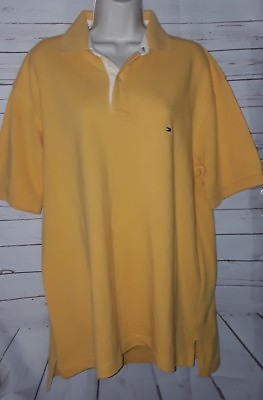 #ad Tommy Hilfiger Polo Shirt Mens Size L Yellow Tiny Flaw Read Description Below $14.99
