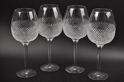 #ad POLISH CRYSTAL Clear Diamond Cut Large Heavy Goblet Glass Set 4 Hand Made New $170.99