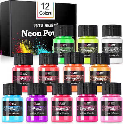 #ad Neon Pigment Powder12Colors Fluorescent Powder10g Bottle of Mica Powder for Ep $16.81
