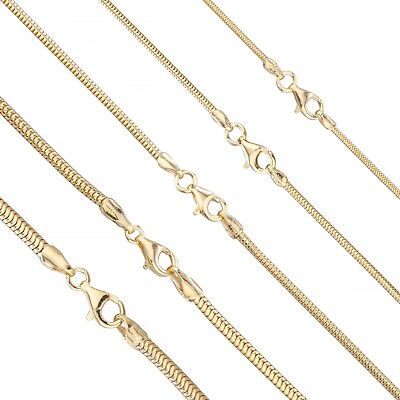 #ad 925 Sterling Silver Gold Plated Snake Chain Necklace All Sizes Made In Italy $23.44
