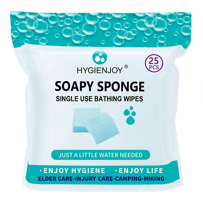 Rinse Free Bath Sponges 25 Counts Body Wipes for Adults Bathing Extra Thick $12.00
