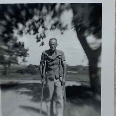 #ad Vintage Black amp; White Photograph Portrait Of Elderly Man On Crutches $9.99