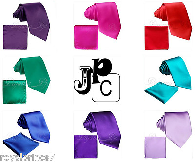 #ad New Men#x27;s Solid Neck Tie And Pocket Square Hankie Set Wedding Party Formal Prom $12.36