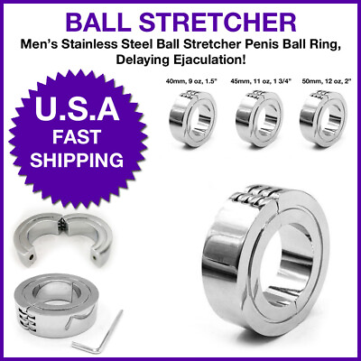 #ad Stainless Steel Ball Stretcher Penis Ball Ring Male Delaying Ejaculation ED AID $24.49