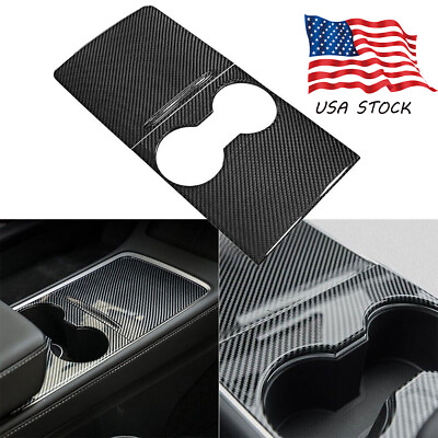 #ad Glossy Carbon Fiber Center Control Storage Box Panel Cover for Tesla Model 3 amp; Y $25.49