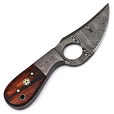 #ad Dewdrop Skinner Knife Damascus Steel Full Tang Deer Skinner Knife With Sheath $51.99