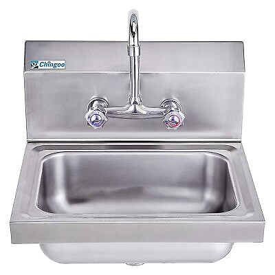 #ad Commercial Stainless Steel Hand Wash Washing Wall Mount Sink Kitchen Basin New $139.00