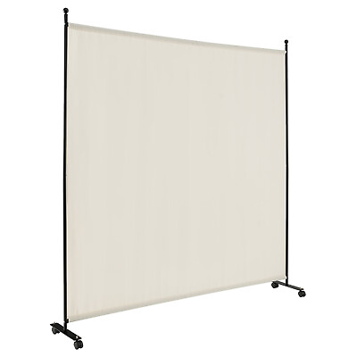 #ad 6FT Single Panel Room Divider w Wheels Rolling Fabric Partition Privacy Screen $49.99