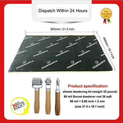 #ad 36sq ft Butyl Rubber Sound Deadener Noise Dampening Mat Car with 3 tools $59.98
