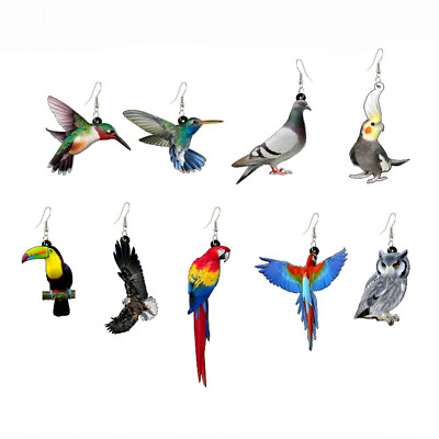 Acrylic Hummingbird Earrings Parrot Birds Animals Ear Hook Dangle Charm Jewelry C $2.53