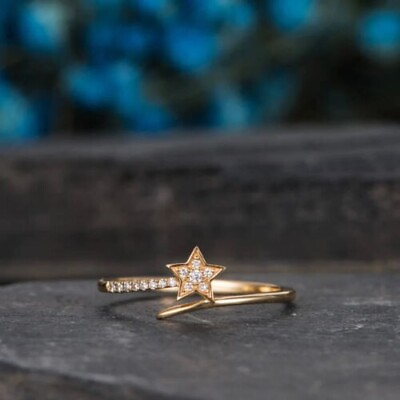 #ad Ladies Star Adjustable Anniversary Band Ring VVS Lab Created Diamond 925 Silver $95.19