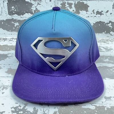 Superman Hat Cap Snap Back Purple Blue Shield Logo High Dome DC Comics Dip Dyed $24.91