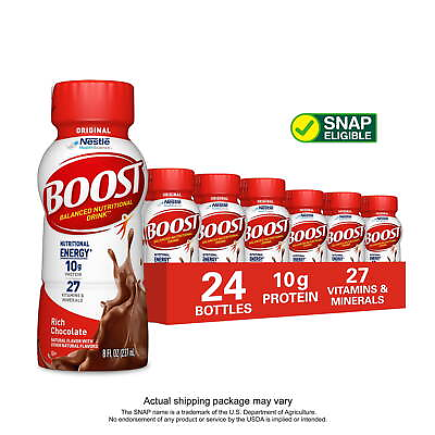 #ad BOOST Original Nutritional Drink Rich Chocolate 10g Protein 24 8 Fl Oz Bottles $32.38