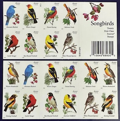 1 Sheet of 20 SONGBIRDS 2014 USPS $12.56