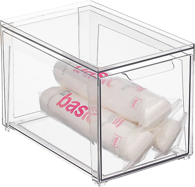 Mdesign Plastic Stackable Bathroom Storage with Pull Out Bin Organizer Drawer fo $46.98
