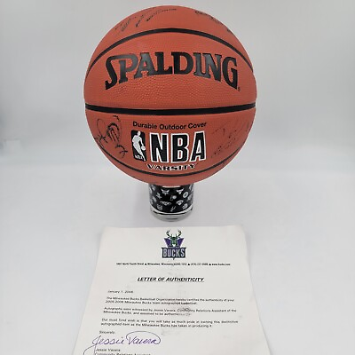 #ad 2005 06 NBA Milwaulkee Bucks Team Signed Official Spalding Basketball W Cert $99.99